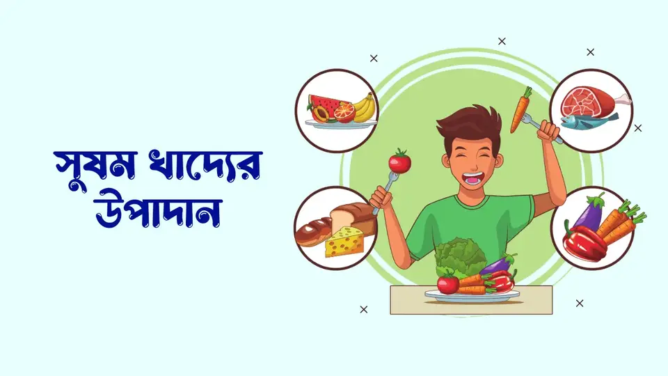 সুষম খাদ্য কাকে বলে, সুষম খাদ্য কত প্রকার ও কি কি, সুষম খাদ্যের ধরন, সুষম খাদ্যের উপাদান, সুষম খাদ্যের প্রয়োজনীয়তা, সুষম খাদ্যের তালিকা,